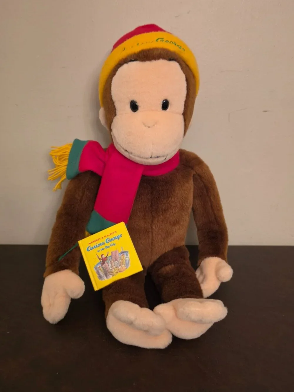 Vintage Macy's exclusive Curious George plush monkey hat and set from 2001